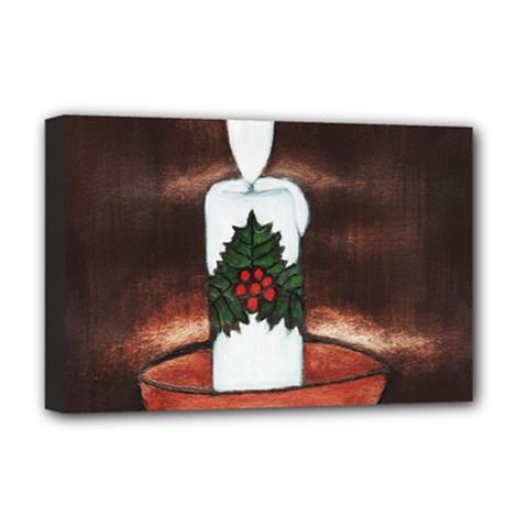 Candle And Mistletoe Deluxe Canvas 18  X 12  (framed) by JUNEIPER07