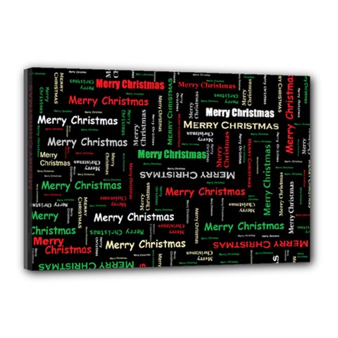 Merry Christmas Typography Art Canvas 18  X 12  (framed)