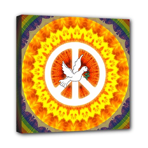 Psychedelic Peace Dove Mandala Mini Canvas 8  X 8  (framed) by StuffOrSomething