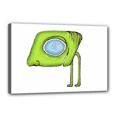 Funny Alien Monster Character Canvas 18  X 12  (framed) by dflcprints