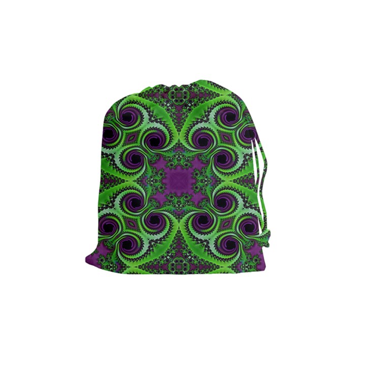 Purple Meets Green Drawstring Pouch (Medium)