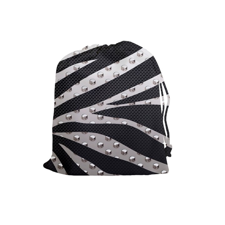 Metal Zebra  Drawstring Pouch (Large)