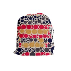 Retro Polka Dots  Drawstring Pouch (large)