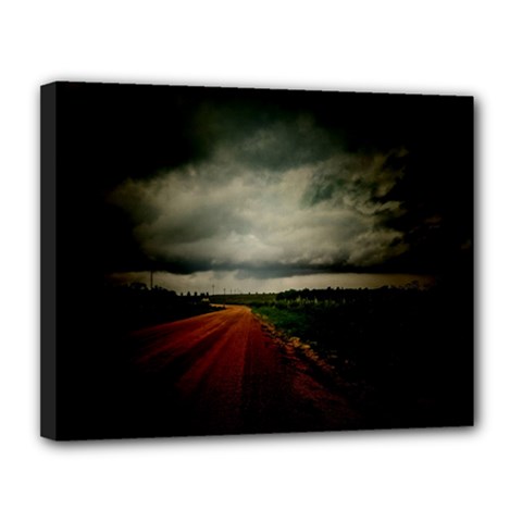 Dark Empty Road Canvas 14  X 11  (framed) by dflcprints