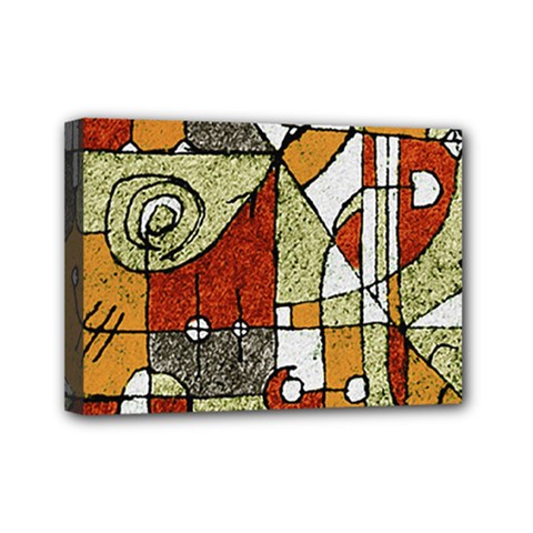 Multicolored Abstract Tribal Print Mini Canvas 7  X 5  (framed) by dflcprints