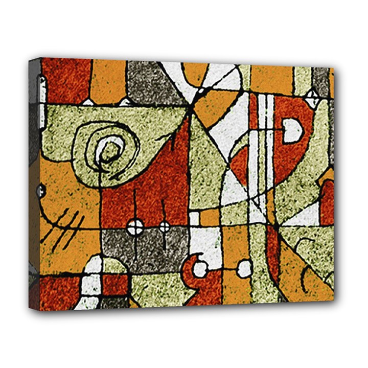 Multicolored Abstract Tribal Print Canvas 14  x 11  (Framed)