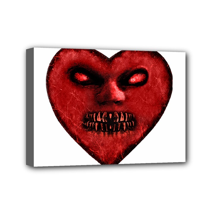 Evil Heart Shaped Dark Monster  Mini Canvas 7  x 5  (Framed)