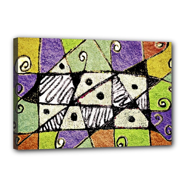 Multicolored Tribal Print Abstract Art Canvas 18  x 12  (Framed)