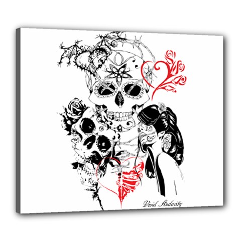 Skull Love Affair Canvas 24  X 20  (framed)