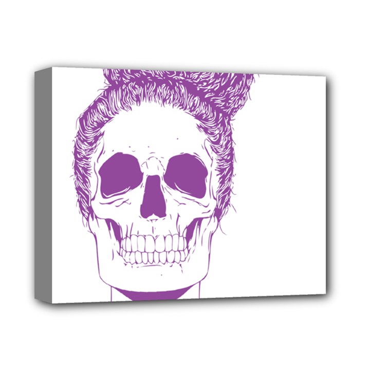 Purple Skull Bun Up Deluxe Canvas 14  x 11  (Framed)