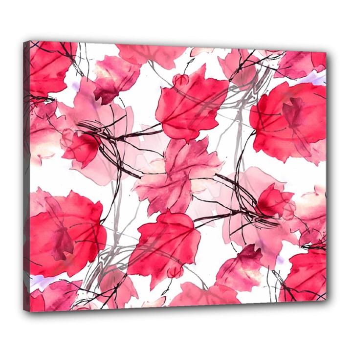 Floral Print Swirls Decorative Design Canvas 24  x 20  (Framed)