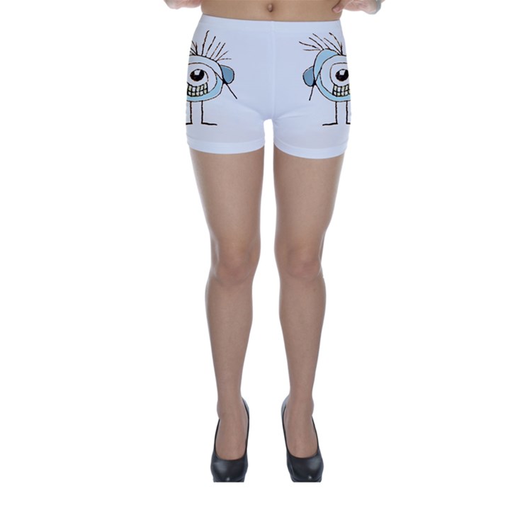 Cute Weird Caricature Illustration Skinny Shorts