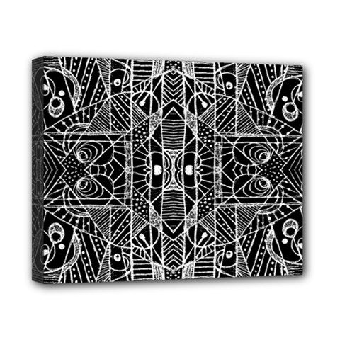 Black And White Tribal Geometric Pattern Print Canvas 10  X 8  (framed) by dflcprints