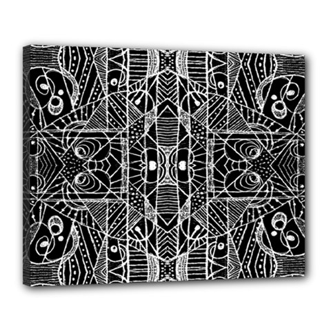 Black And White Tribal Geometric Pattern Print Canvas 20  X 16  (framed) by dflcprints