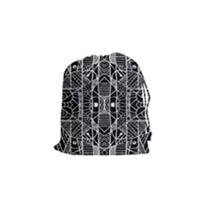 Black And White Tribal Geometric Pattern Print Drawstring Pouch (small) by dflcprints