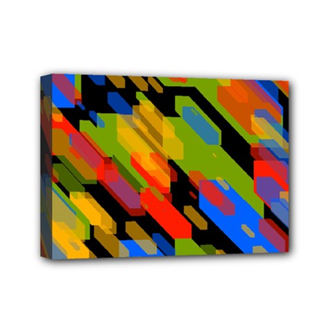 Colorful Shapes On A Black Background Mini Canvas 7  X 5  (stretched) by LalyLauraFLM