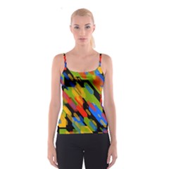 Colorful Shapes On A Black Background Spaghetti Strap Top by LalyLauraFLM