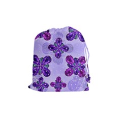 Deluxe Ornate Pattern Design In Blue And Fuchsia Colors Drawstring Pouch (medium) by dflcprints