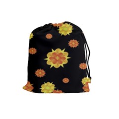 Floral Print Modern Style Pattern  Drawstring Pouch (large) by dflcprints