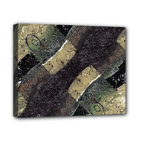 Geometric Abstract Grunge Prints In Cold Tones Canvas 10  X 8  (framed) by dflcprints