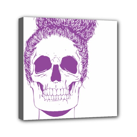 Purple Skull Bun Up Mini Canvas 6  X 6  (framed) by vividaudacity