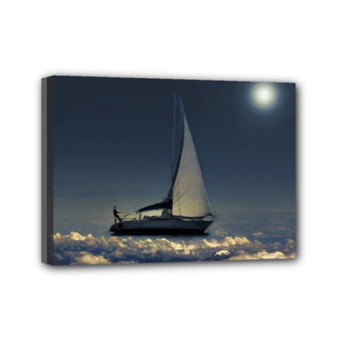 Navigating Trough Clouds Dreamy Collage Photography Mini Canvas 7  X 5  (framed) by dflcprints