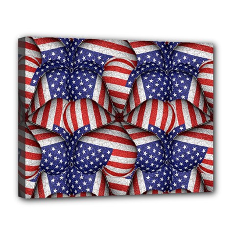 Modern Usa Flag Pattern Canvas 14  X 11  (framed) by dflcprints