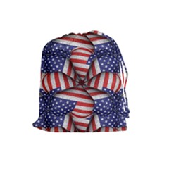 Modern Usa Flag Pattern Drawstring Pouch (large)