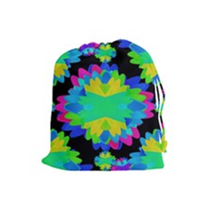 Multicolored Floral Print Geometric Modern Pattern Drawstring Pouch (large) by dflcprints