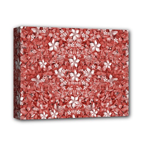 Flowers Pattern Collage In Coral An White Colors Deluxe Canvas 14  X 11  (framed)