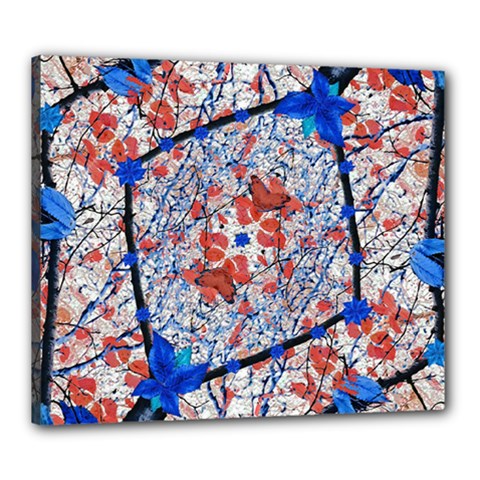 Floral Pattern Digital Collage Canvas 24  X 20  (framed) by dflcprints