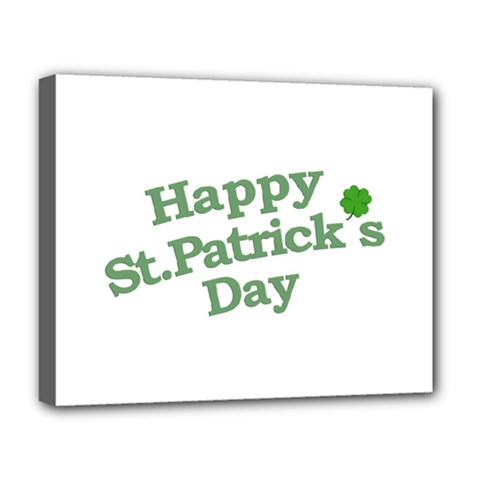 Happy St Patricks Text With Clover Graphic Deluxe Canvas 20  X 16  (framed) by dflcprints