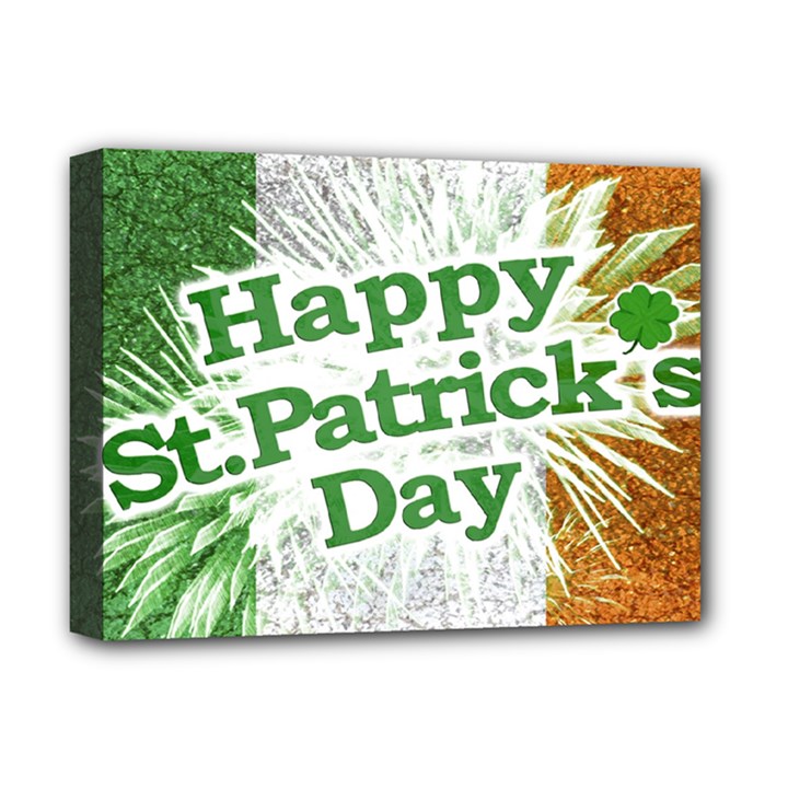 Happy St. Patricks Day Grunge Style Design Deluxe Canvas 16  x 12  (Framed) 