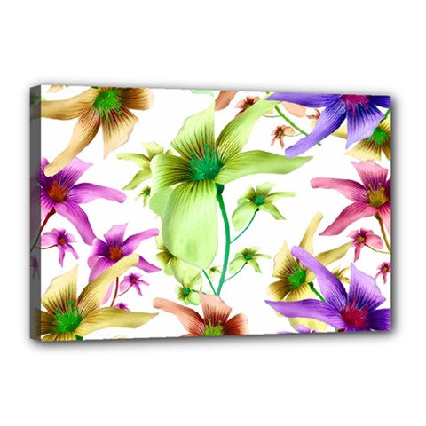 Multicolored Floral Print Pattern Canvas 18  X 12  (framed) by dflcprints