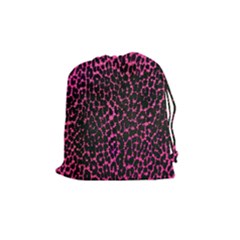 Hot Pink Leopard Print  Drawstring Pouch (medium) by OCDesignss