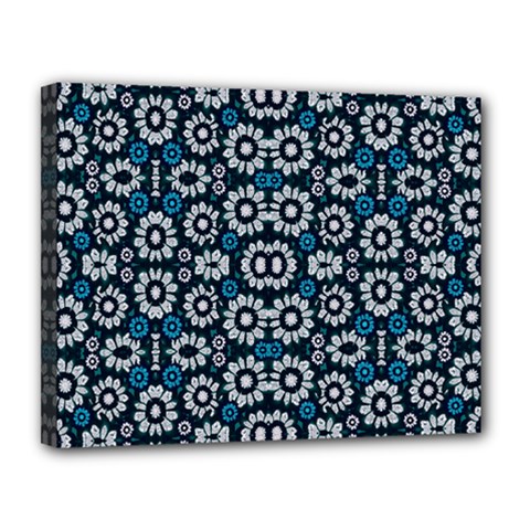 Floral Print Seamless Pattern In Cold Tones  Canvas 14  X 11  (framed)