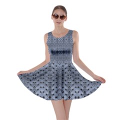 Futuristic Grid Pattern Design Print In Blue Tones Skater Dress by dflcprintsclothing