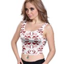 Floral Print Modern Pattern in Red and White Tones Crop Top View1