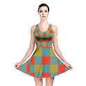 Squares in retro colors Reversible Skater Dress View1