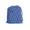 Blue purple squares pattern Drawstring Pouch (Large) View1