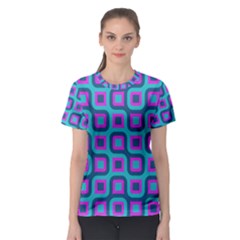 Blue Purple Squares Pattern Women s Sport Mesh Tee