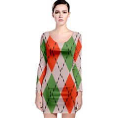 Argyle Pattern Abstract Design Long Sleeve Bodycon Dress by LalyLauraFLM