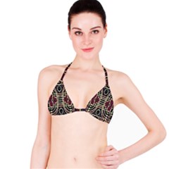 Tribal Style Ornate Grunge Pattern  Bikini Top