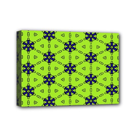 Blue Flowers Pattern Mini Canvas 7  X 5  (stretched)