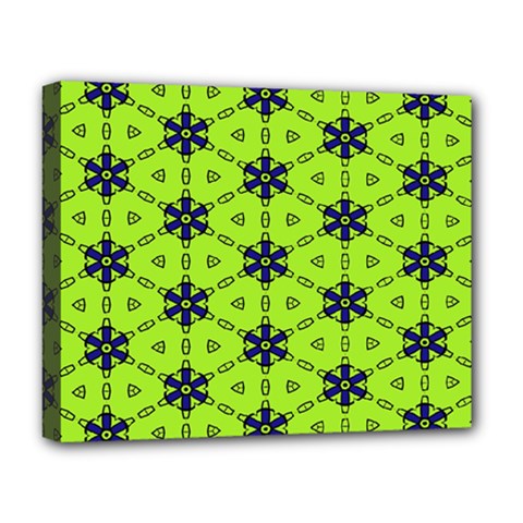 Blue Flowers Pattern Deluxe Canvas 20  X 16  (stretched)