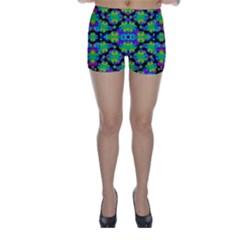 Multicolored Floral Print Geometric Modern Pattern Skinny Shorts by dflcprintsclothing