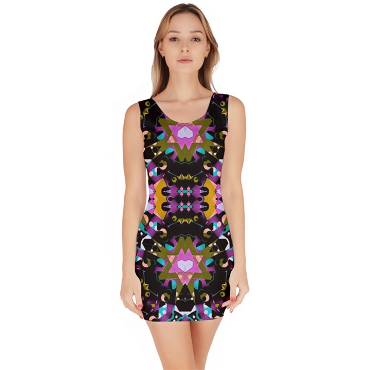 Digital Futuristic Geometric Pattern Bodycon Dress