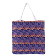 Pink Blue Waves Pattern Grocery Tote Bag