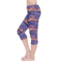 Pink blue waves pattern Capri Leggings  View3