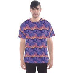 Pink Blue Waves Pattern Men s Sport Mesh Tee